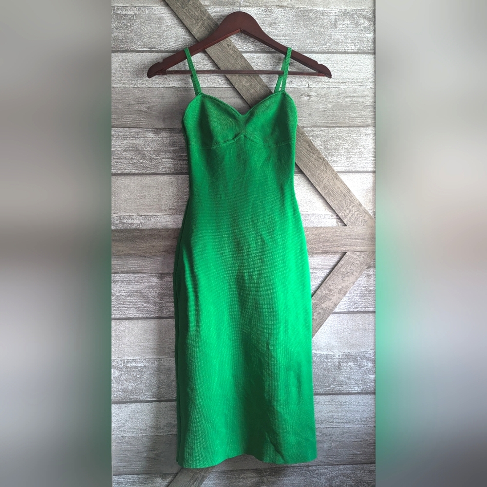 Emerald Green Babaton Sculpt Knit Cocktail Dress - Picture 2 of 7